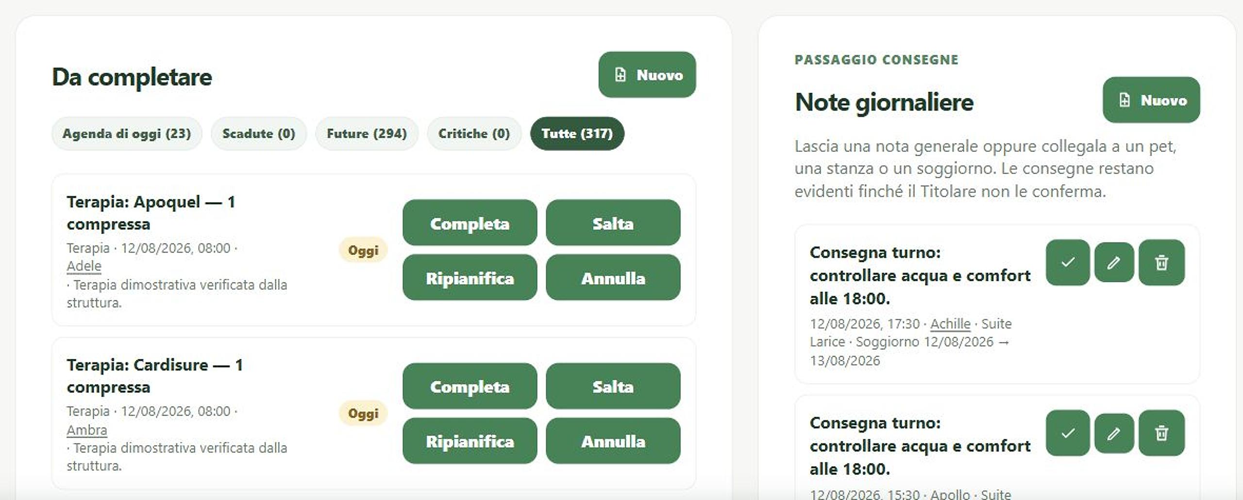 TailLane daily tasks and shift handover detail