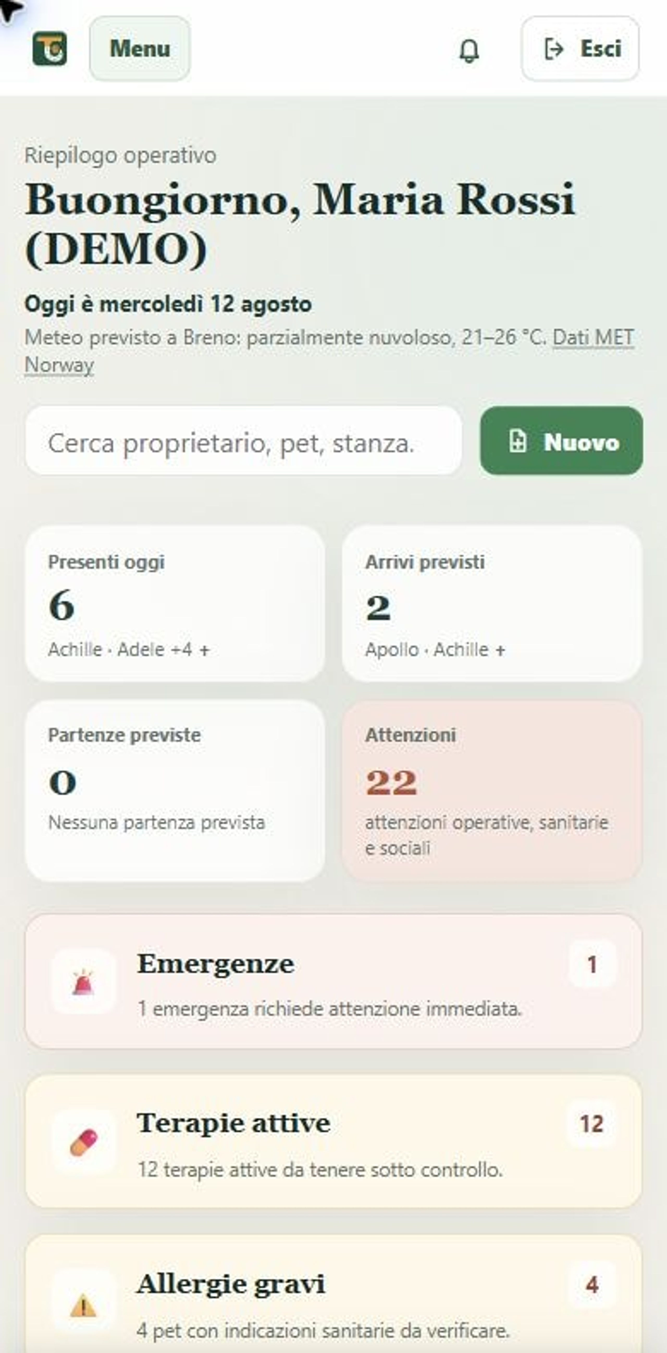 TailLane mobile dashboard for dog daycare