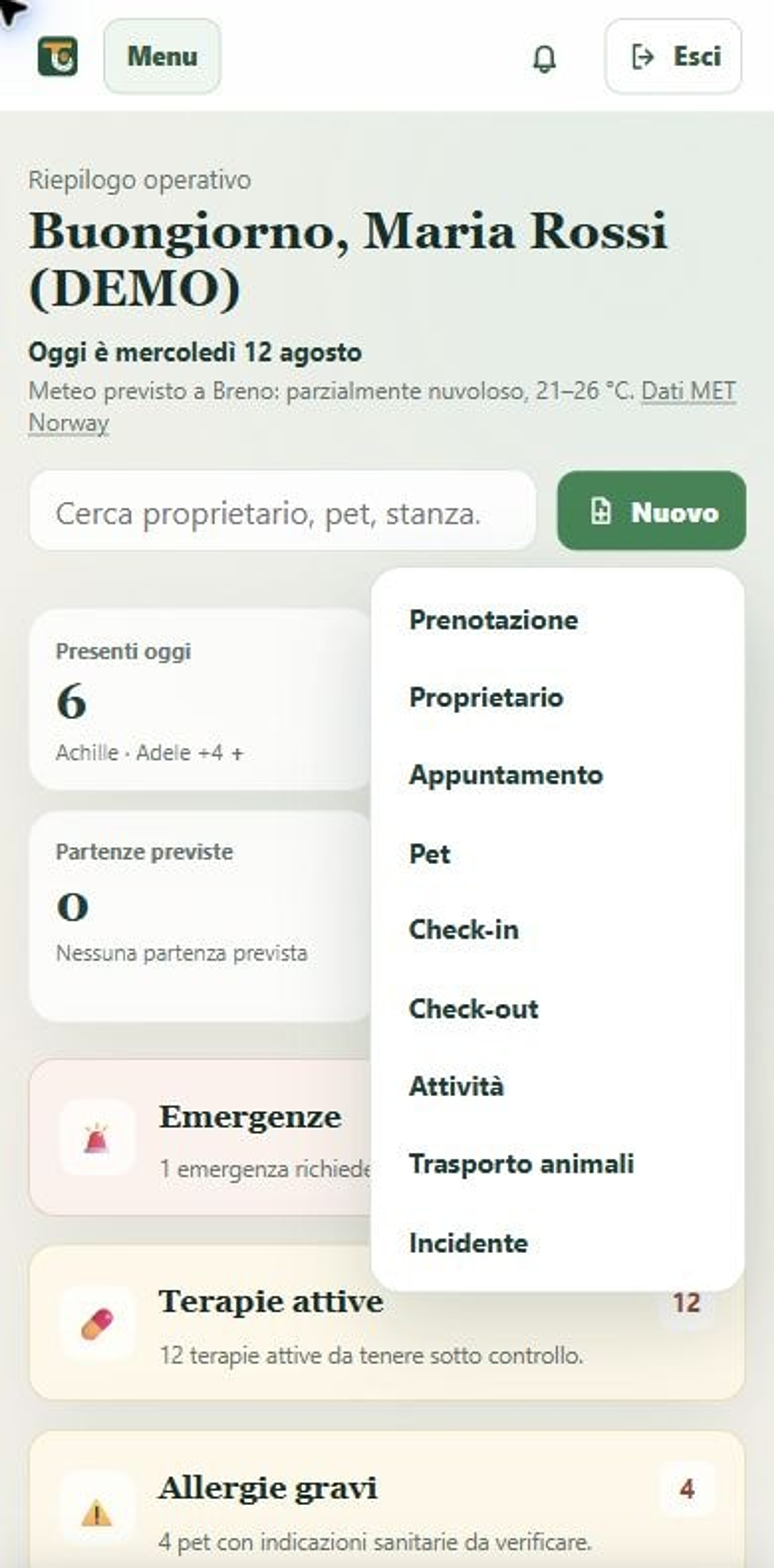TailLane mobile quick actions menu